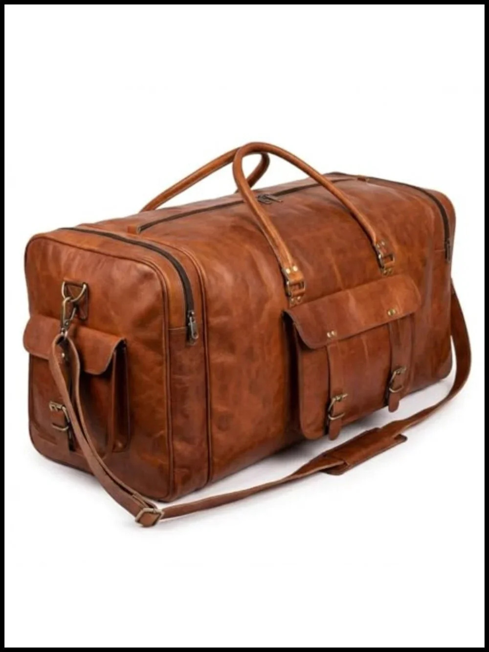 Genuine Leather Duffel Bag 24 inch Travel Overnight Gym Sports Carry On,